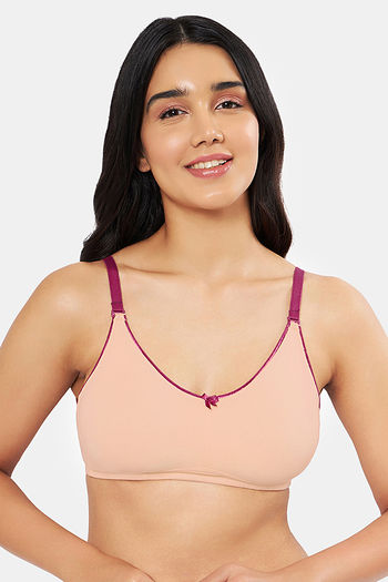Buy Amante Double Layered Non Wired Full Coverage T-Shirt Bra - Almond Boysenberry